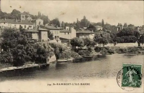 Ak Saint Rambert l'Ile de Barbe Rhône, Teilansicht, Ufer