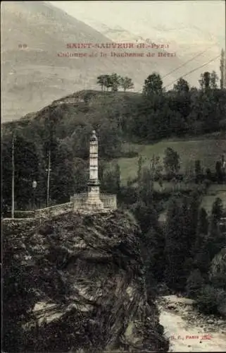 Ak Luz Saint Sauveur Hautes Pyrénées, Colonne de la Duchesse de Bervi