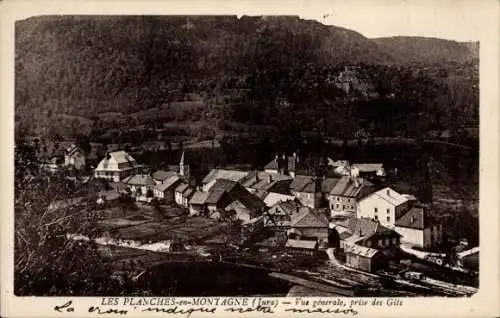 Ak Les Planches en Montagne Jura, Vue generale prise des Gits