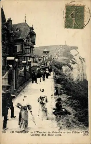 Ak Le Tréport Seine Maritime, Escalier du Calvaire et des Falaises