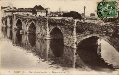 Ak Limoges Haute Vienne, Pont Saint-Martial, Perspective