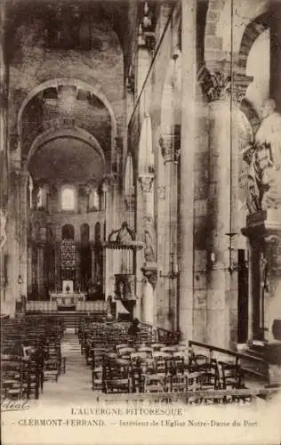 Ak Clermont Ferrand Puy de Dôme, Kirche Notre-Dame du Port, Innenansicht