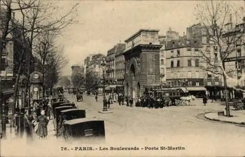 Ak Paris X, Les Boulevards, Porte Saint Martin