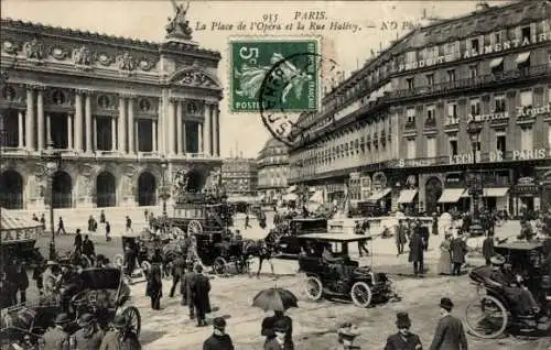 Ak Paris IX, Place de l'Opera, Rue Halevy, Kutsche