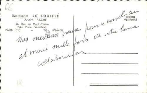 Ak Paris I, Restaurant Le Souffle, Rue du Mont Thabor, Place Vendôme