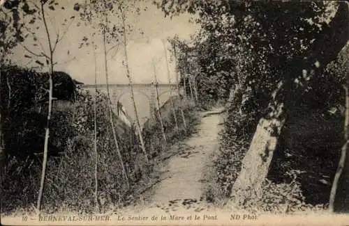 Ak Berneval sur Mer Seine Maritime, Le Sentier de la Mare, Brücke