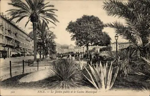 Ak Nice Nizza Alpes Maritimes, Jardin public, Casino Municipal