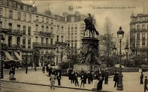 Ak Lille Nord, Statue Falherbe, Place Richele