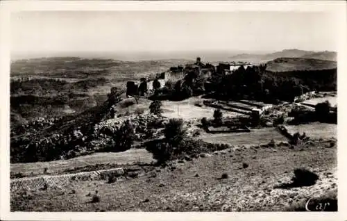 Ak Gourdon Alpes Maritimes, Blick Richtung Meer, Panorama