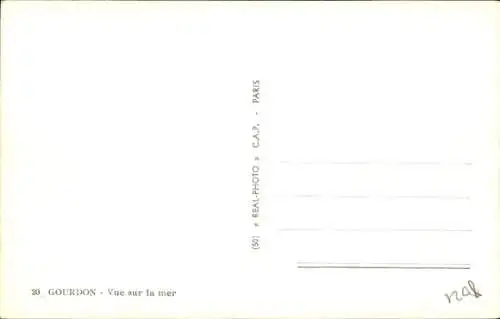 Ak Gourdon Alpes Maritimes, Blick Richtung Meer, Panorama