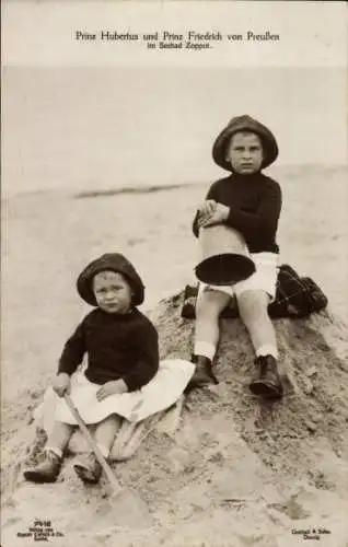 Ak Sopot Gdańsk Zoppot Danzig, Prinz Hubertus und Prinz Friedrich von Preußen, Strand