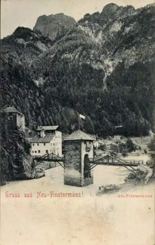 Ak Finstermünz Nauders in Tirol, Brücke, Wald