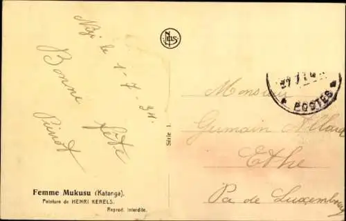 Künstler Ak Kerels, H., Katanga RD Kongo Zaire, Frau Mukusu