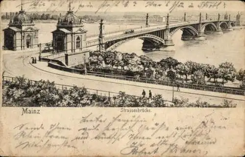 Ak Mainz am Rhein, Straßenbrücke