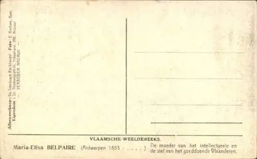 Ak Schriftstellerin Maria Belpaire, Porträt