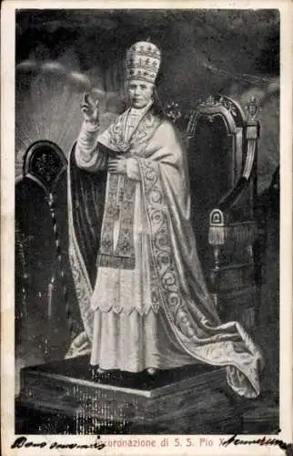 Ak Papst Pius X., Porträt, Thronbesteigung, Tiara