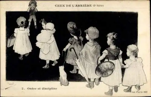 Künstler Ak Ceux de l'Arrière, Ordre et discipline, Enfants