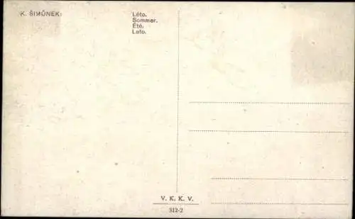 Künstler Ak Simunek, K., Sommer, Paar auf einer Wiese