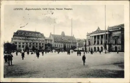 Ak Leipzig in Sachsen, Augustusplatz, Cafe Corso, Neues Theater