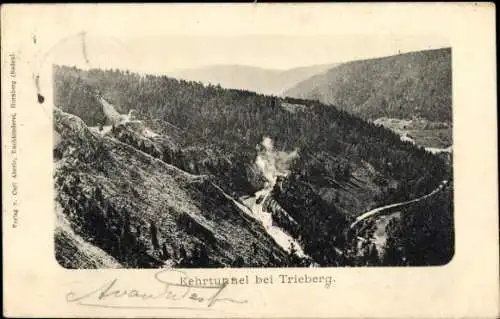 Ak Triberg im Schwarzwald, Kehrtunnel der Schwarzwaldbahn