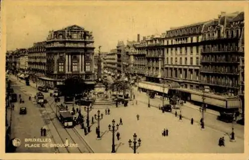 Ak Brüssel Brüssel, Place de Brouckère, Straßenbahn