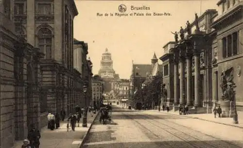 Ak Brüssel Brüssel, Rue de la Regence und Palais des Beaux-Arts