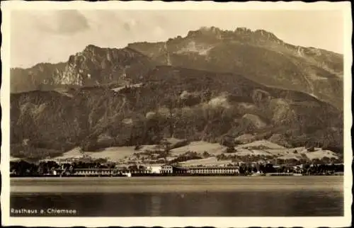 Ak Bernau am Chiemsee, Rasthaus am Chiemsee, Bergpanorama