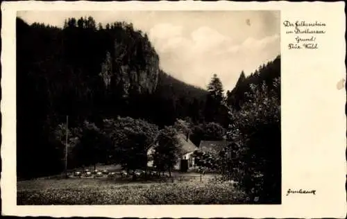 Ak Tambach Dietharz Thüringer Wald, Fels Falkenstein