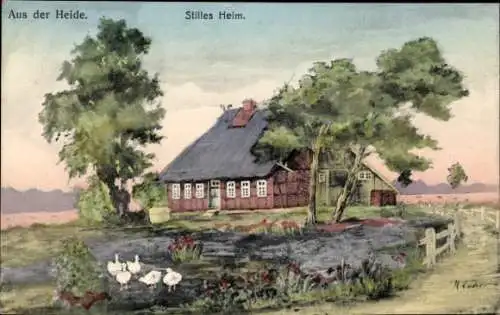 Künstler Ak H. Cohrs, Lüneburger Heide, Aus der Heide, Stilles Heim