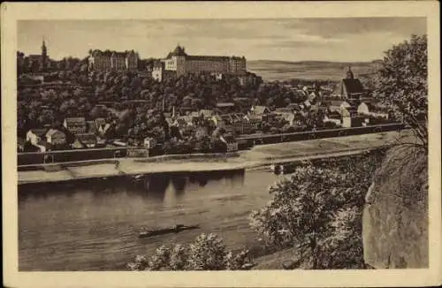 Ak Pirna an der Elbe, Elbe mit Sonnenstein