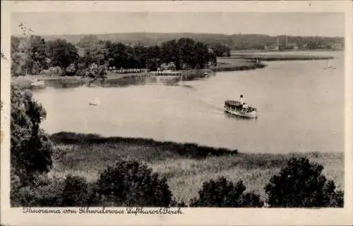 Ak Ferch am Schwielowsee, Panorama vom See, Schiff