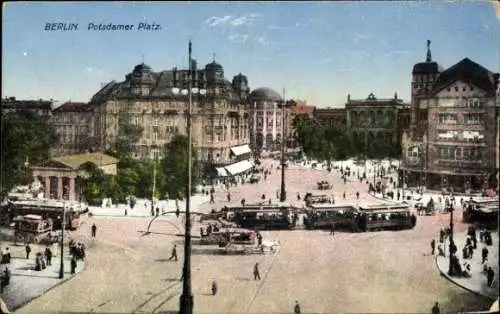 Ak Berlin Tiergarten, Potsdamer Platz, Straßenbahnen