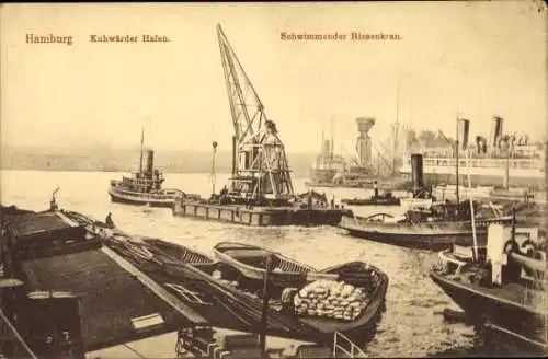 Ak Hamburg Mitte Steinwerder Kuhwerder Kuhwärder, Hafen, schwimmender Riesenkran