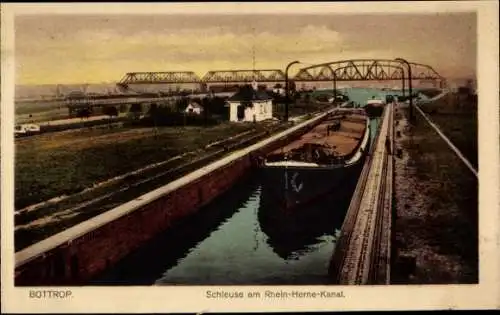 Ak Bottrop, Schleuse am Rhein Herne Kanal