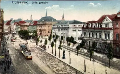 Ak Duisburg im Ruhrgebiet, Königstraße, Straßenbahn