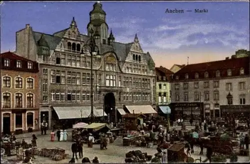 Ak Aachen in Nordrhein Westfalen, Markt, Marktstände