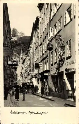 Ak Salzburg in Österreich, Getreidegasse, Geschäfte