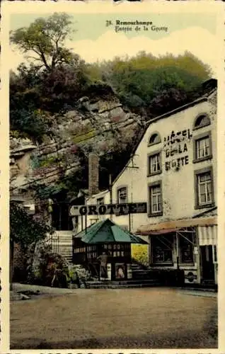 Ak Remouchamps Aywaille Wallonie Lüttich, Eingang zur Höhle, Hotel