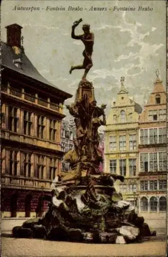 Ak Antwerpen Antwerpen Flandern, Fontaine de Brabo, Grand'Place