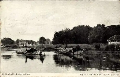 Ak Goerabaja Indonesien, Rivier Kalimas, Ruderboote