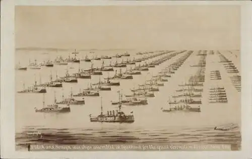 Ak Spithead Hampshire, Britische Kriegsschiffe, Krönung, Parade, 1911