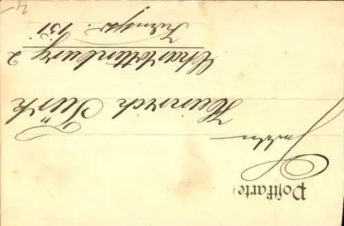 Studentika Litho Trompeter mit Standarte, Wappen eines Vereins, Schwalbe