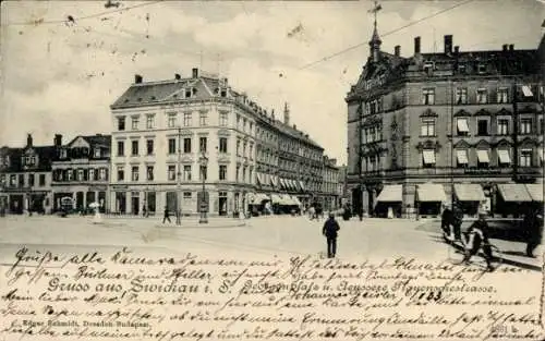 Ak Zwickau in Sachsen, Georgenplatz, Äußere Plauenschestraße