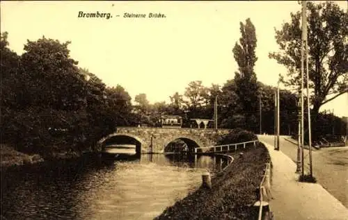 Ak Bydgoszcz Bromberg Westpreußen, Steinerne Brücke