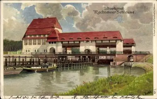 Ak Kleinmachnow in Brandenburg, Teltowkanal, Machnower Schleuse