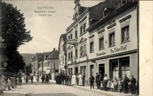 Ak Boppard am Rhein, Bahnhofhotel