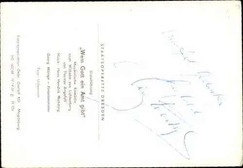 Ak Musiker Hans Hendrik Wehding, Uraufführung Wem Gott ein Amt Gibt, Portrait, Orden, Autogramm