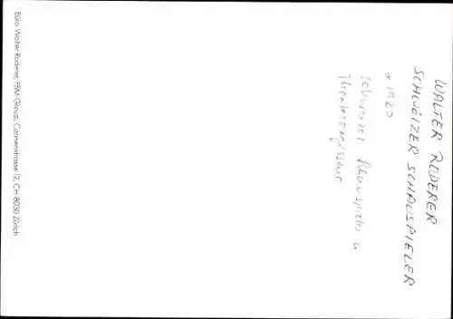 Ak Schauspieler Walter Roderer, Portrait, Autogramm