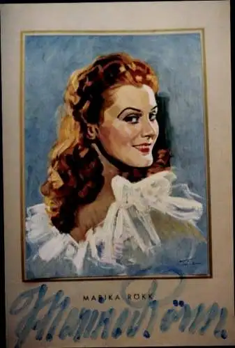 Ak Schauspielerin Marika Rökk, Portrait, Gemälde, Autogramm