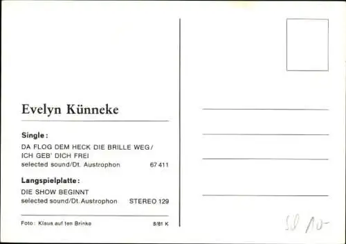 Ak Schauspielerin und Sängerin Evelyn Künneke, Portrait, Autogramm